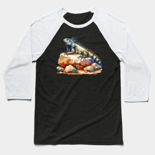 Watercolor Iguana Baseball T-Shirt